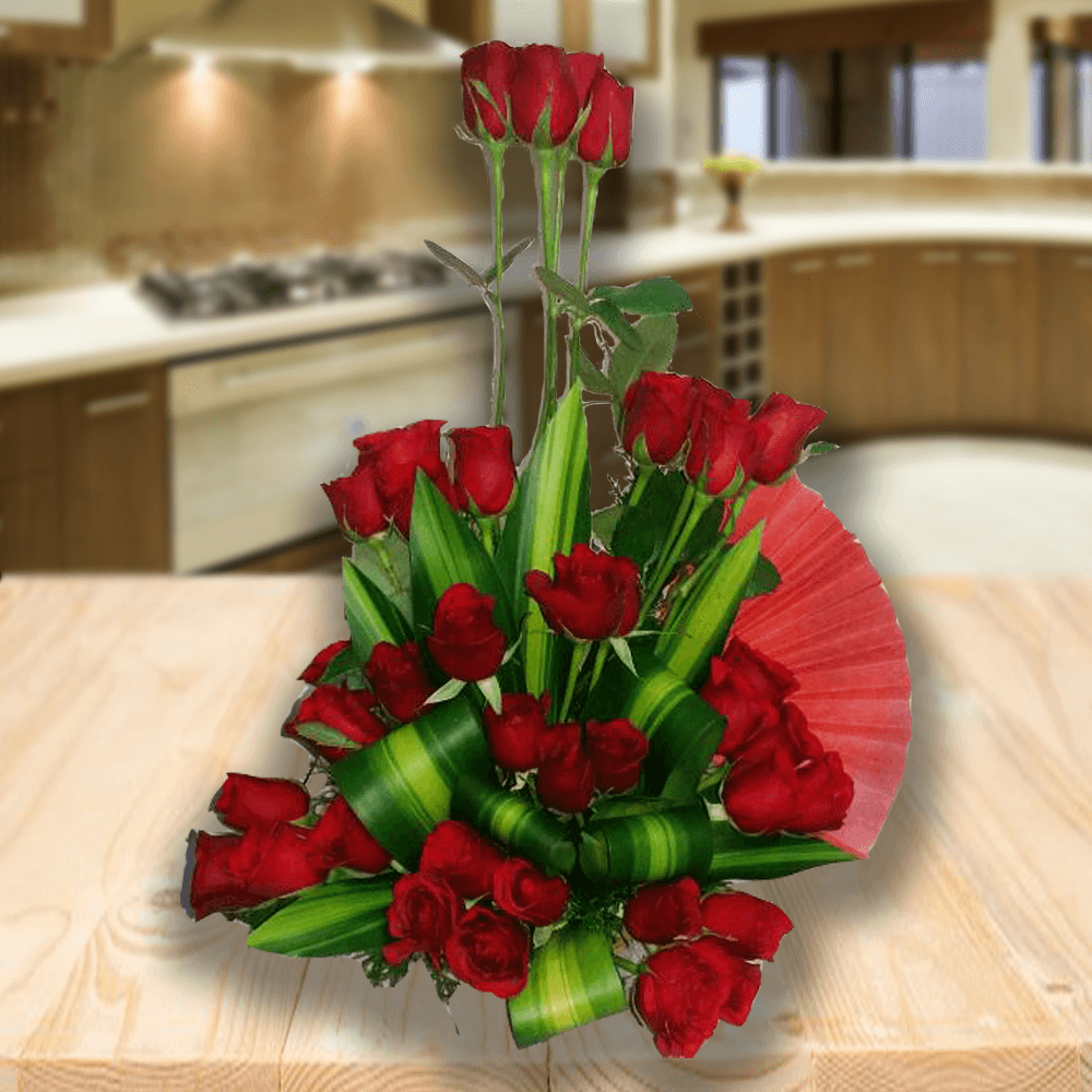 Basket of 25 Red Roses